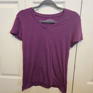Eddie Bauer Women's V-Neck Short Sleeve Tee in Deep Purple